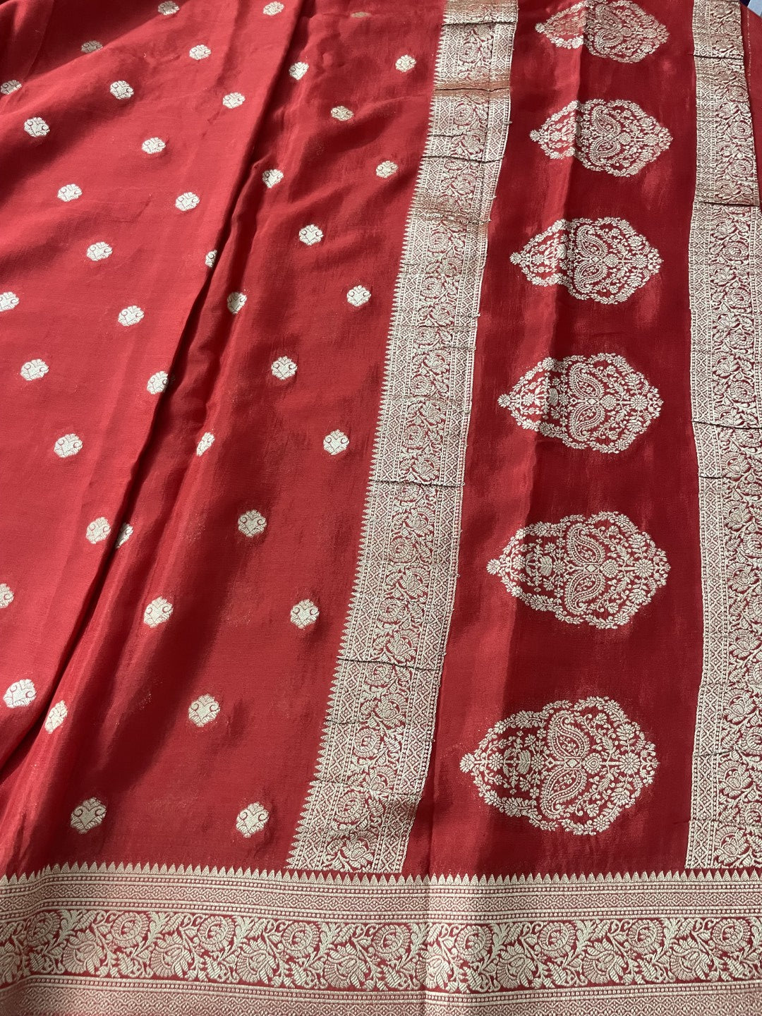 Red Chinnon Georgette Saree