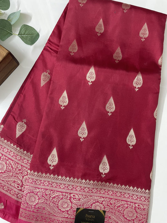 Wine N Pink Soft Crepe Silk Saree