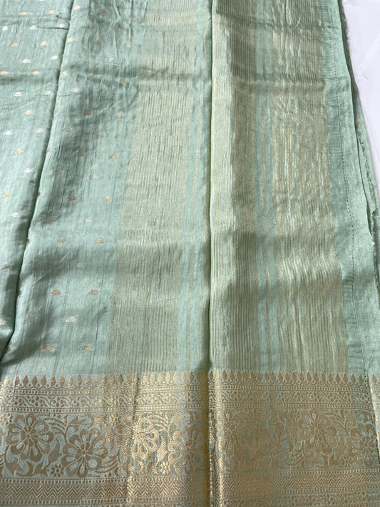 Mint Green Soft Tussar Silk Saree