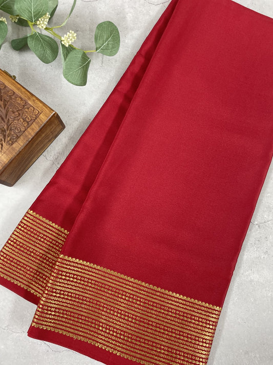 Maroon Pure Mysore Crepe Silk Saree