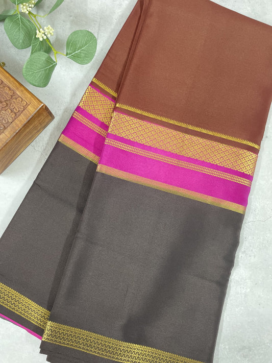 3D Centre Lines Pure Mysore Crepe Silk Saree