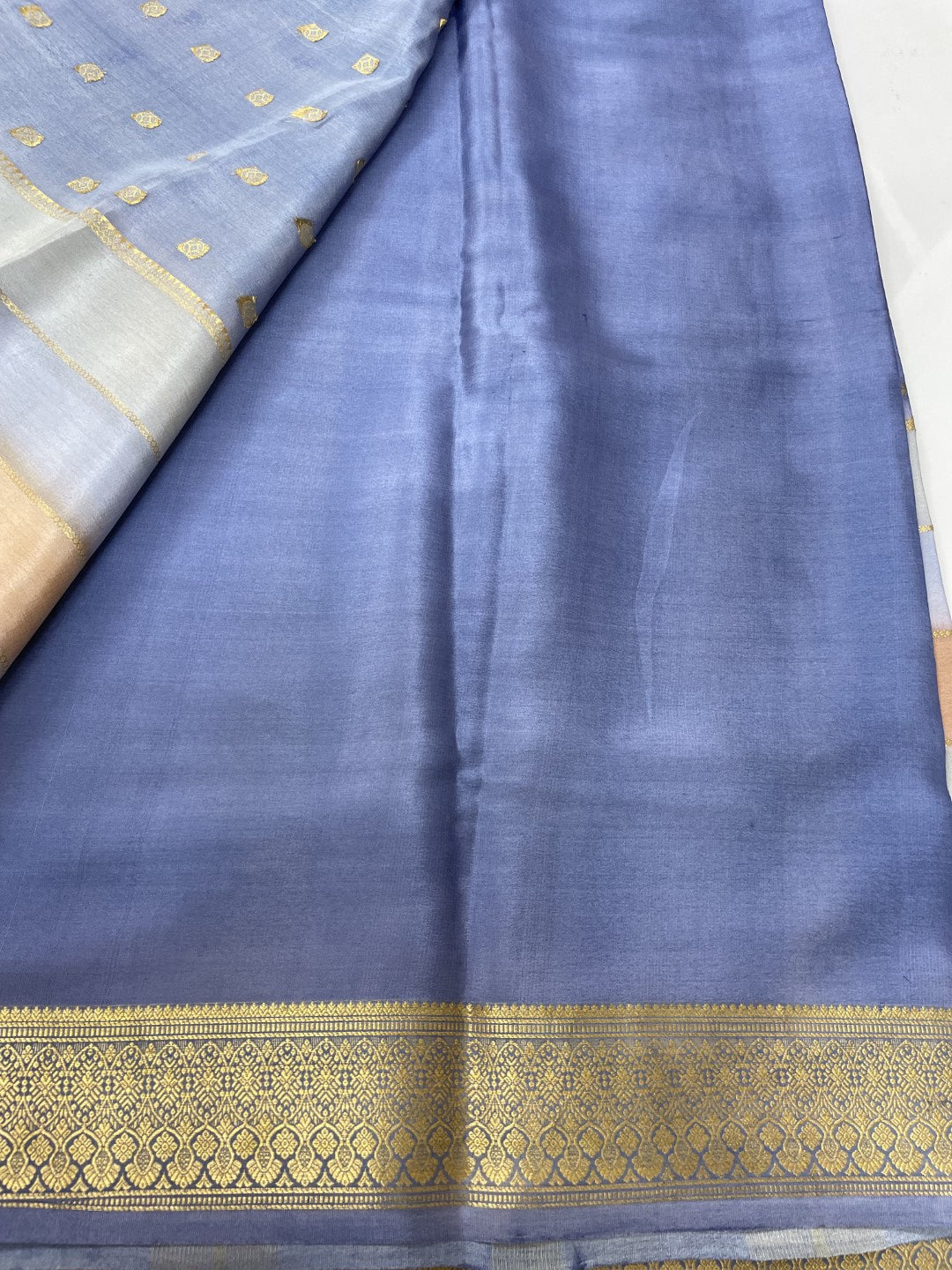 Multicolor Centre Butta 02 Pure Mysore Crepe Silk Saree