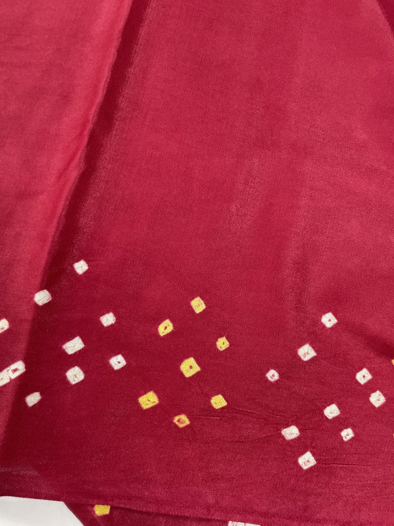 Maroon Hand Bandhini Modal Silk Saree