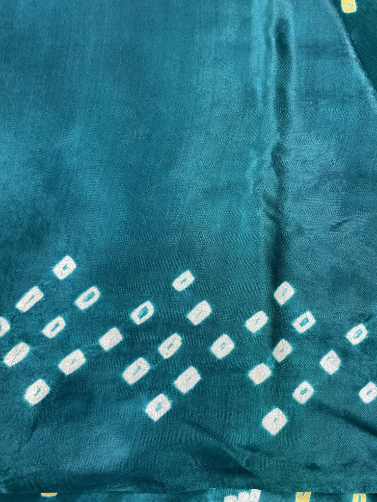 Rama Green Hand Bandhini Modal Silk Saree