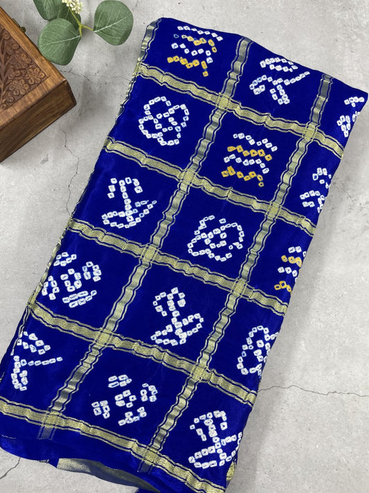 Blue Bandhini Pure Gajji Silk Saree