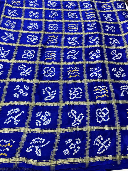 Blue Bandhini Pure Gajji Silk Saree