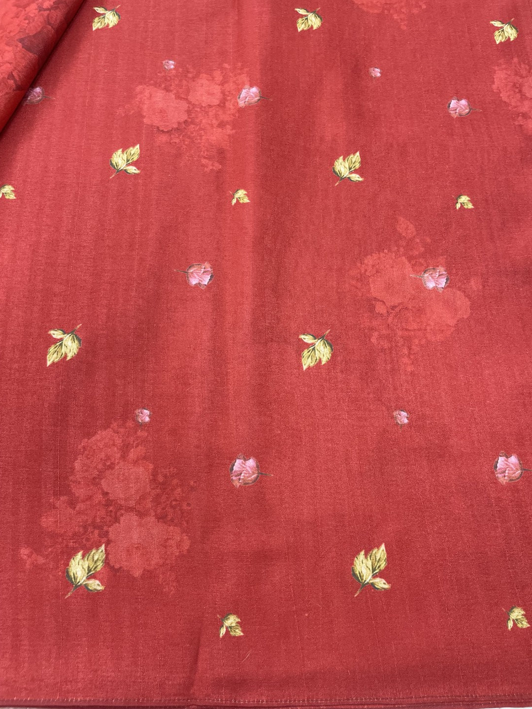 Maroon Red Floral Printed Semi Tussar Saree