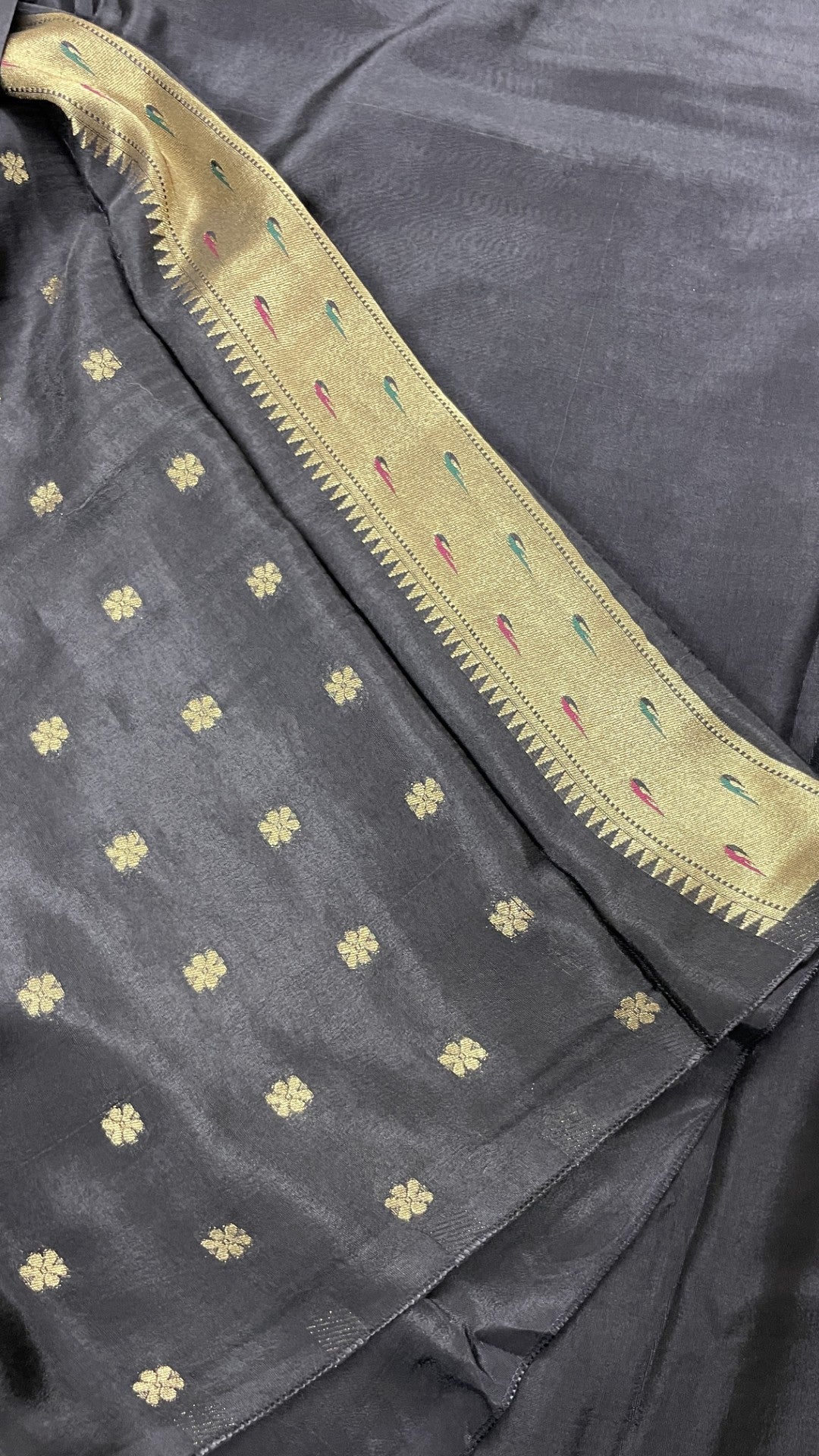 Black Paithani Viscose Crepe Silk Saree