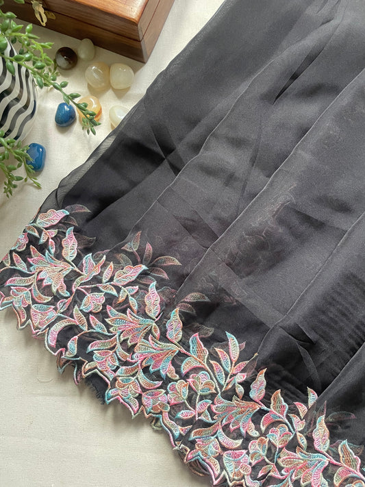 Black Cutwork Organza Saree
