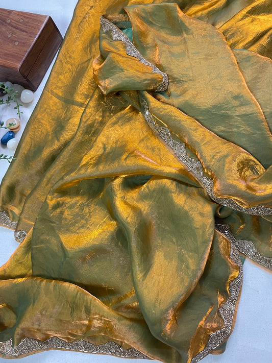 Copper Fendi Satin Saree
