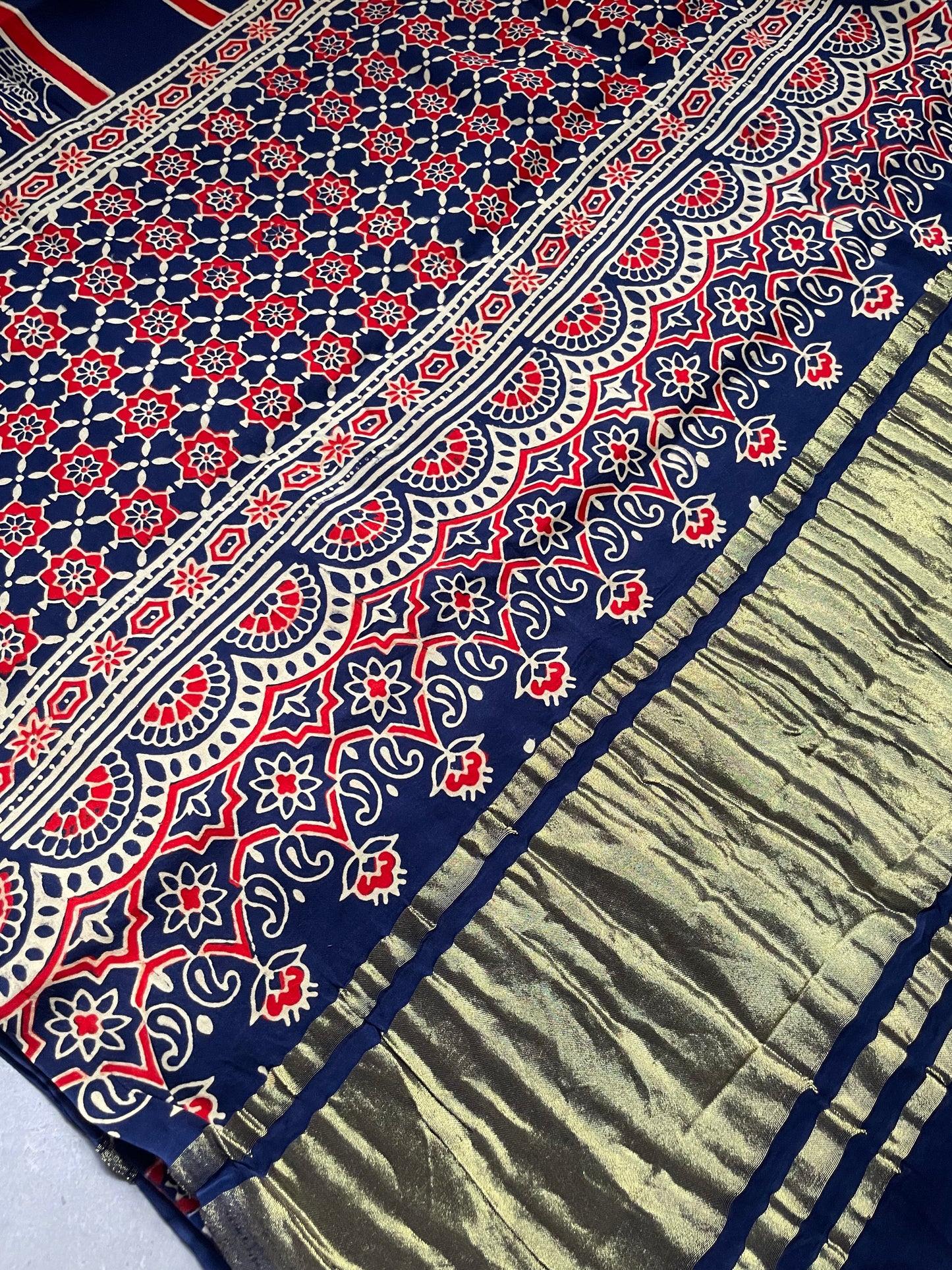Navy Blue Gharchola border Modal Silk Saree