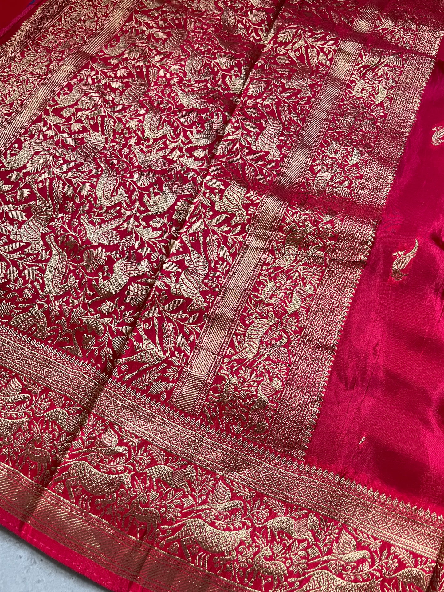 Pink N Blue Satin Crepe(01) Silk Saree