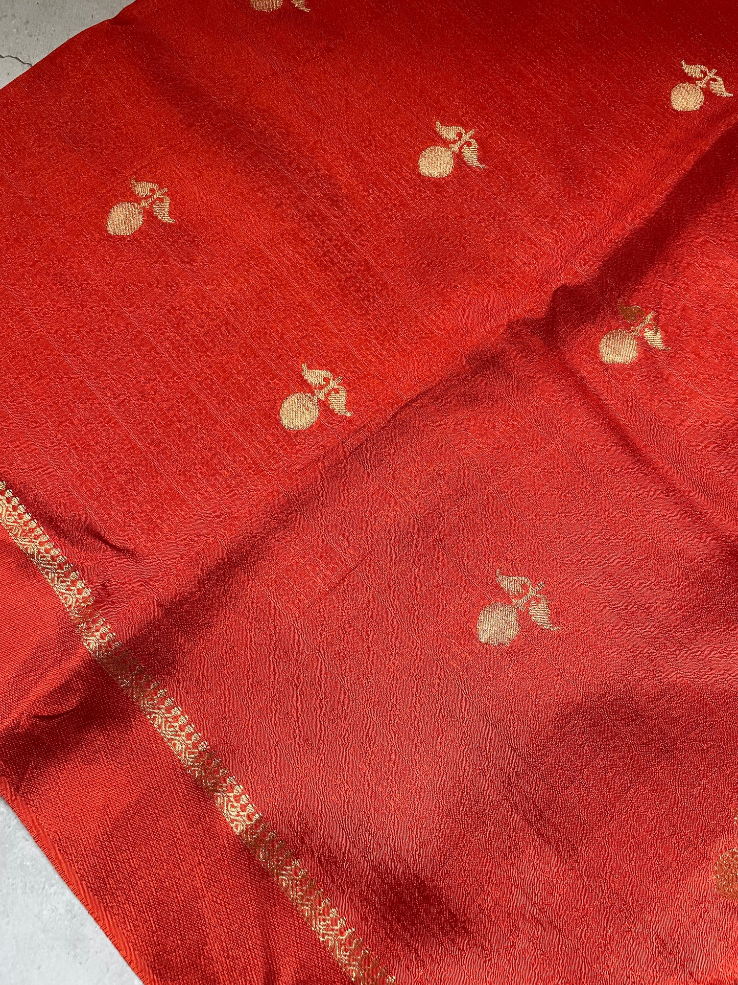 Rust Orange Viscose Banarasi Crepe Silk Saree