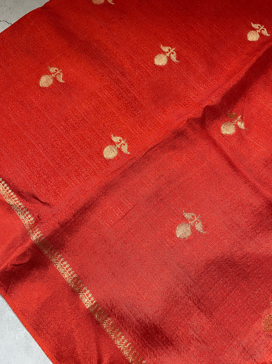 Rust Orange Viscose Banarasi Crepe Silk Saree