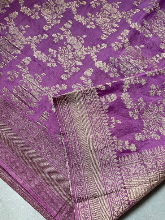 Lavender Banarasi Jaal Crepe Georgette Saree