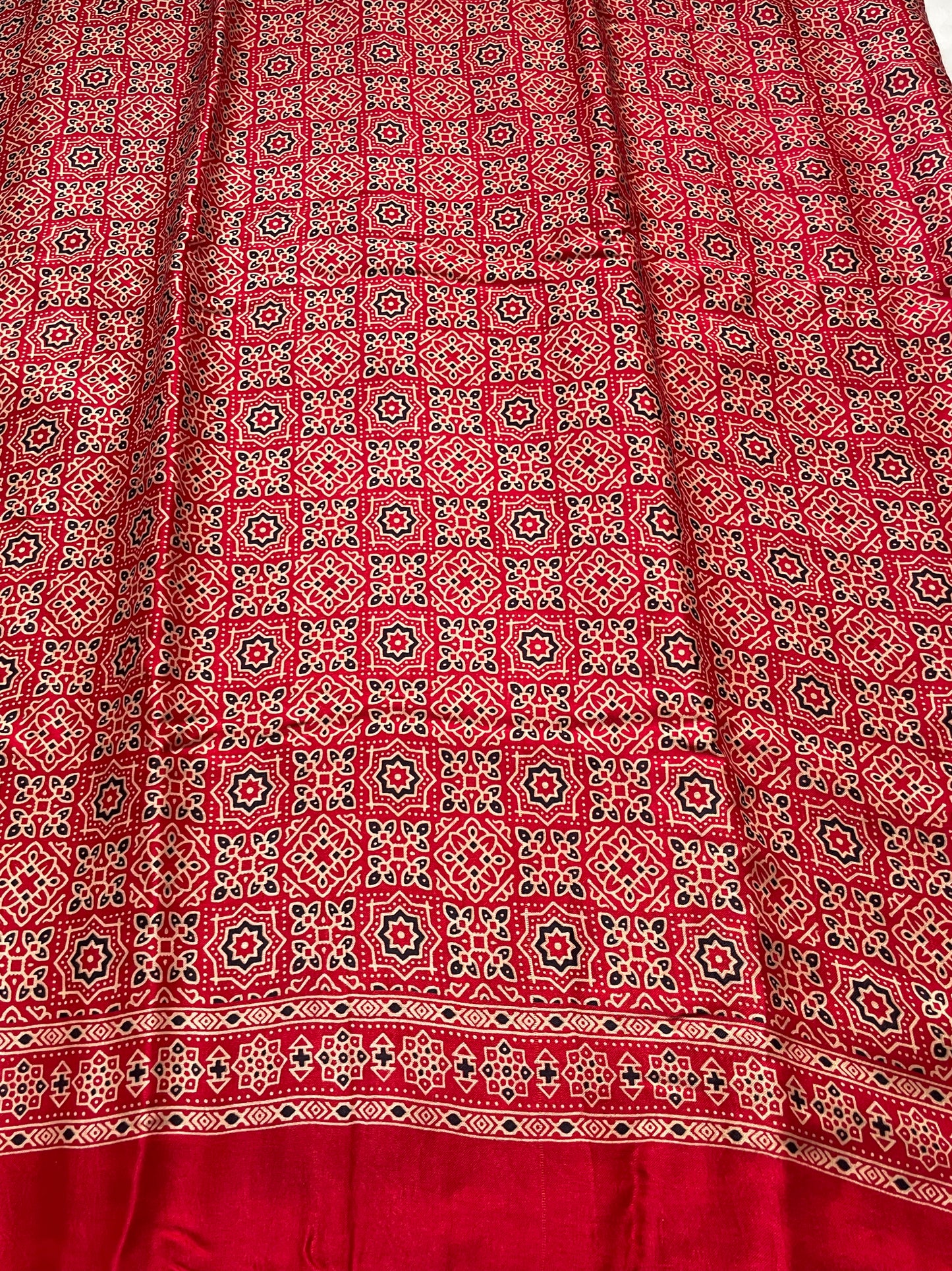 Red Ajrakh  Modal Silk Saree