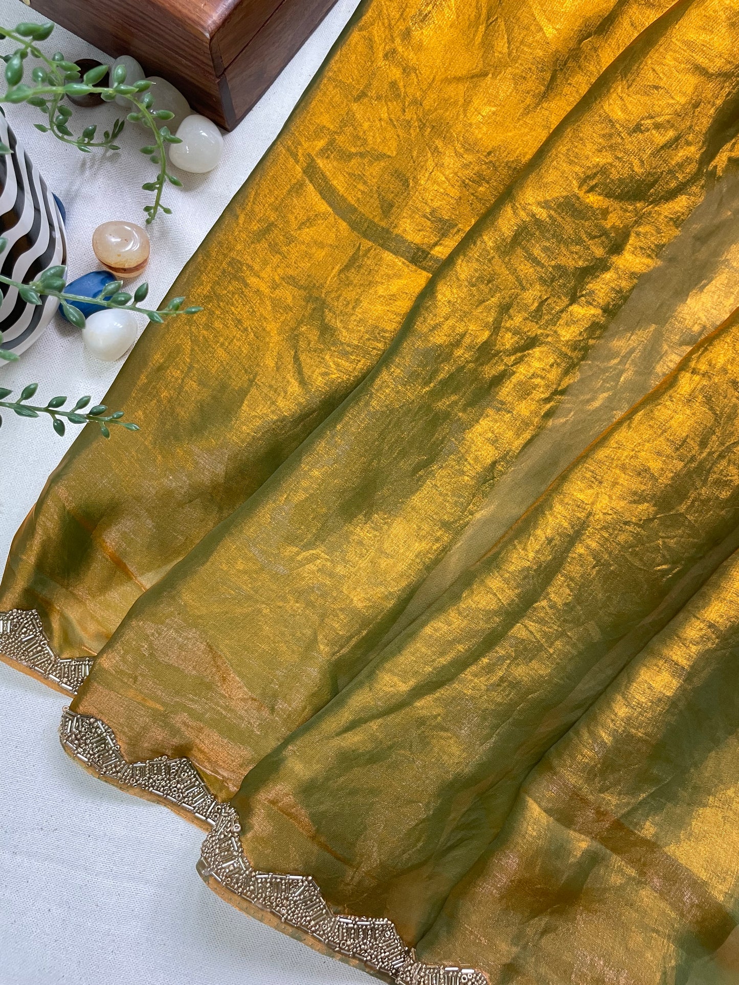Copper Fendi Satin Saree