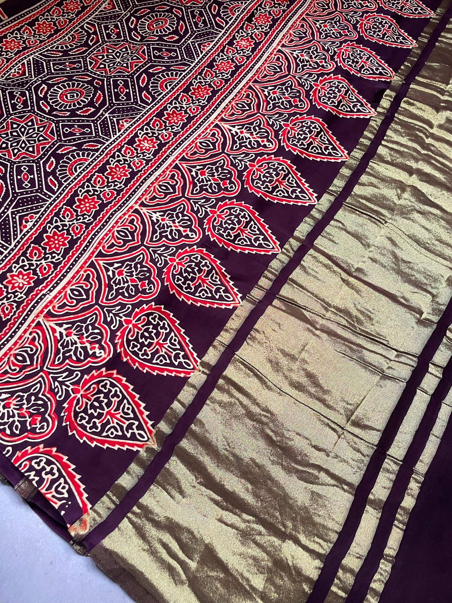 Brown Gharchola border Modal Silk Saree