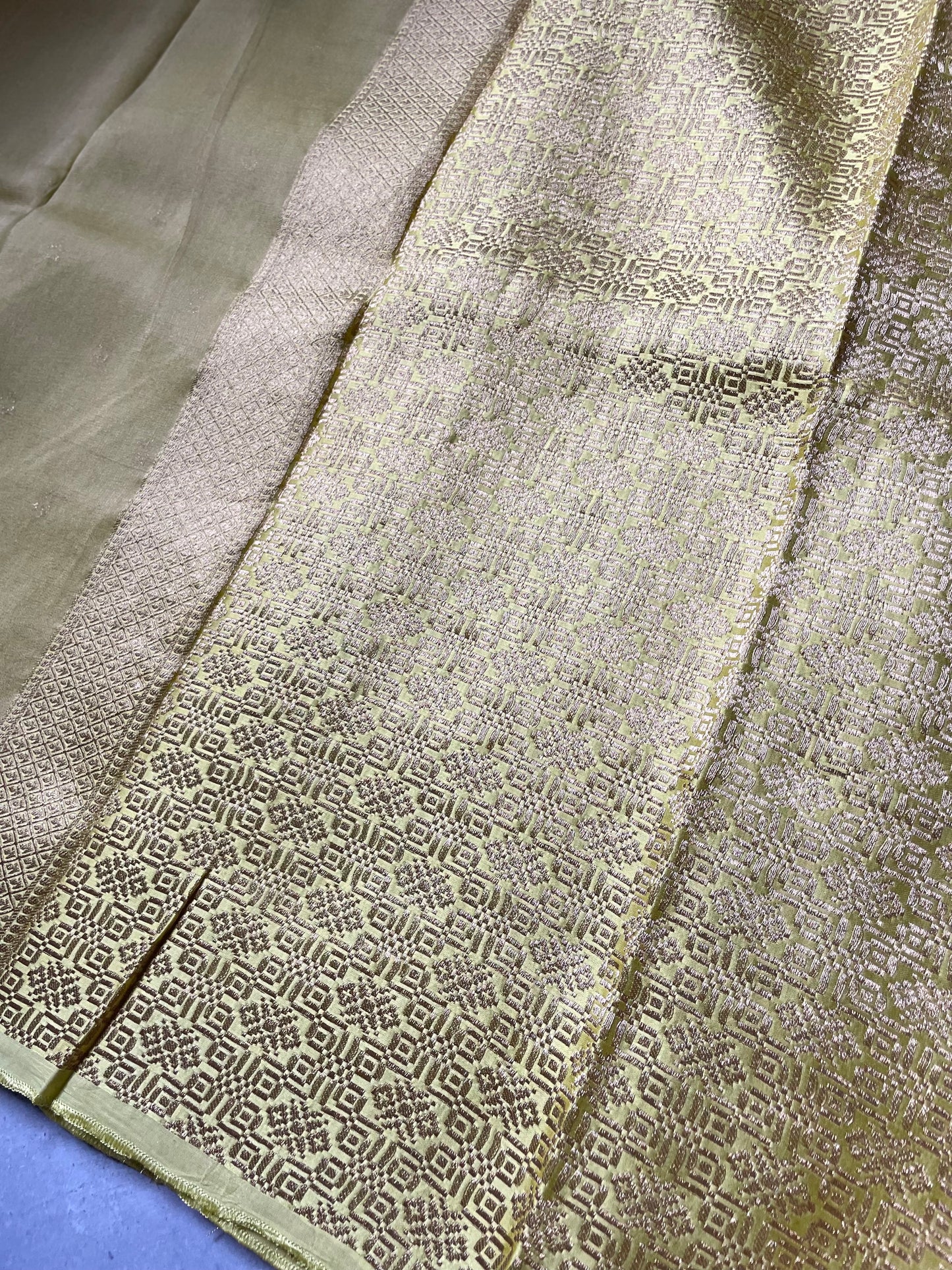 Pista Green Satin Border Tissue Silk Saree