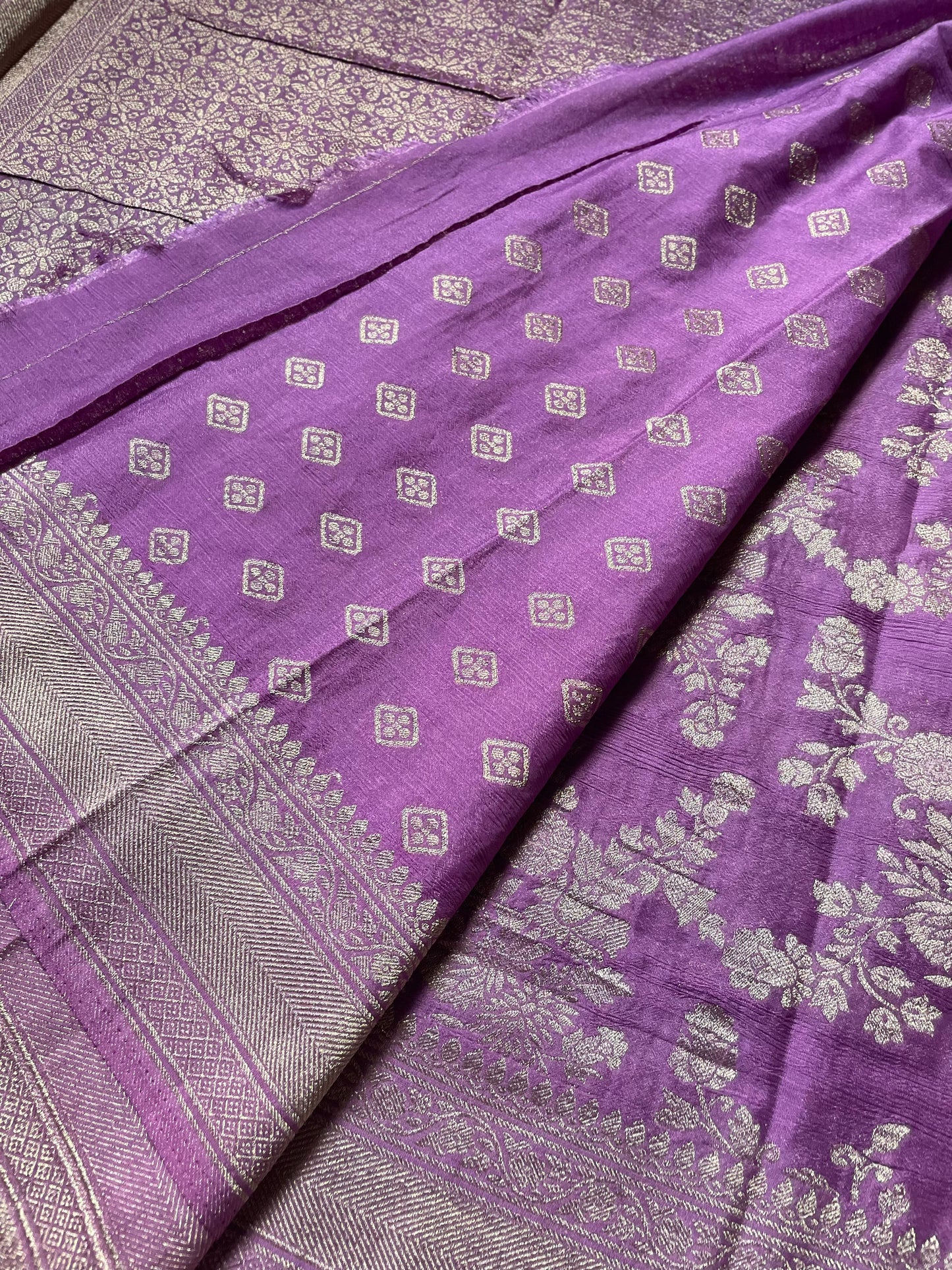 Lavender Banarasi Jaal Crepe Georgette Saree