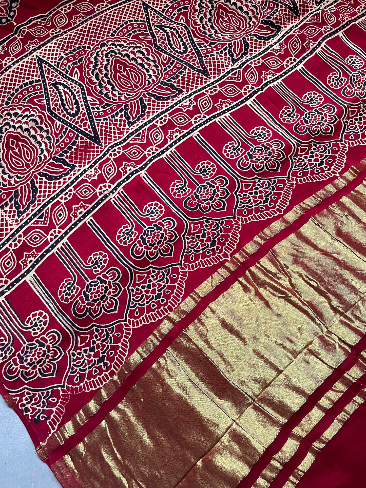 Maroon Gharchola border Modal Silk Saree