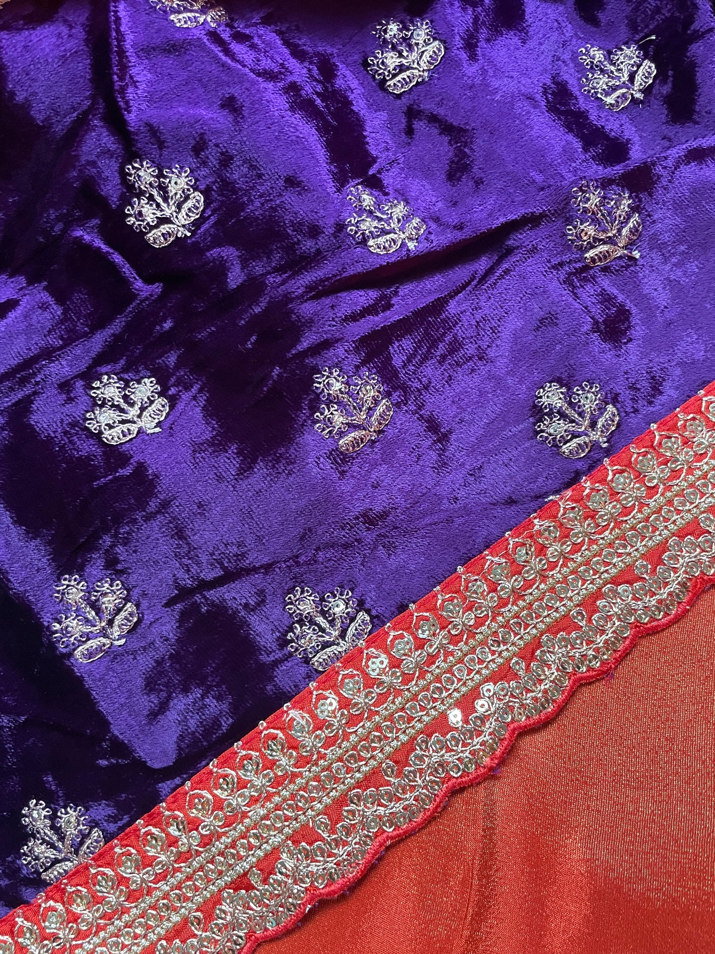 Orange Lace border Tissue Saree
