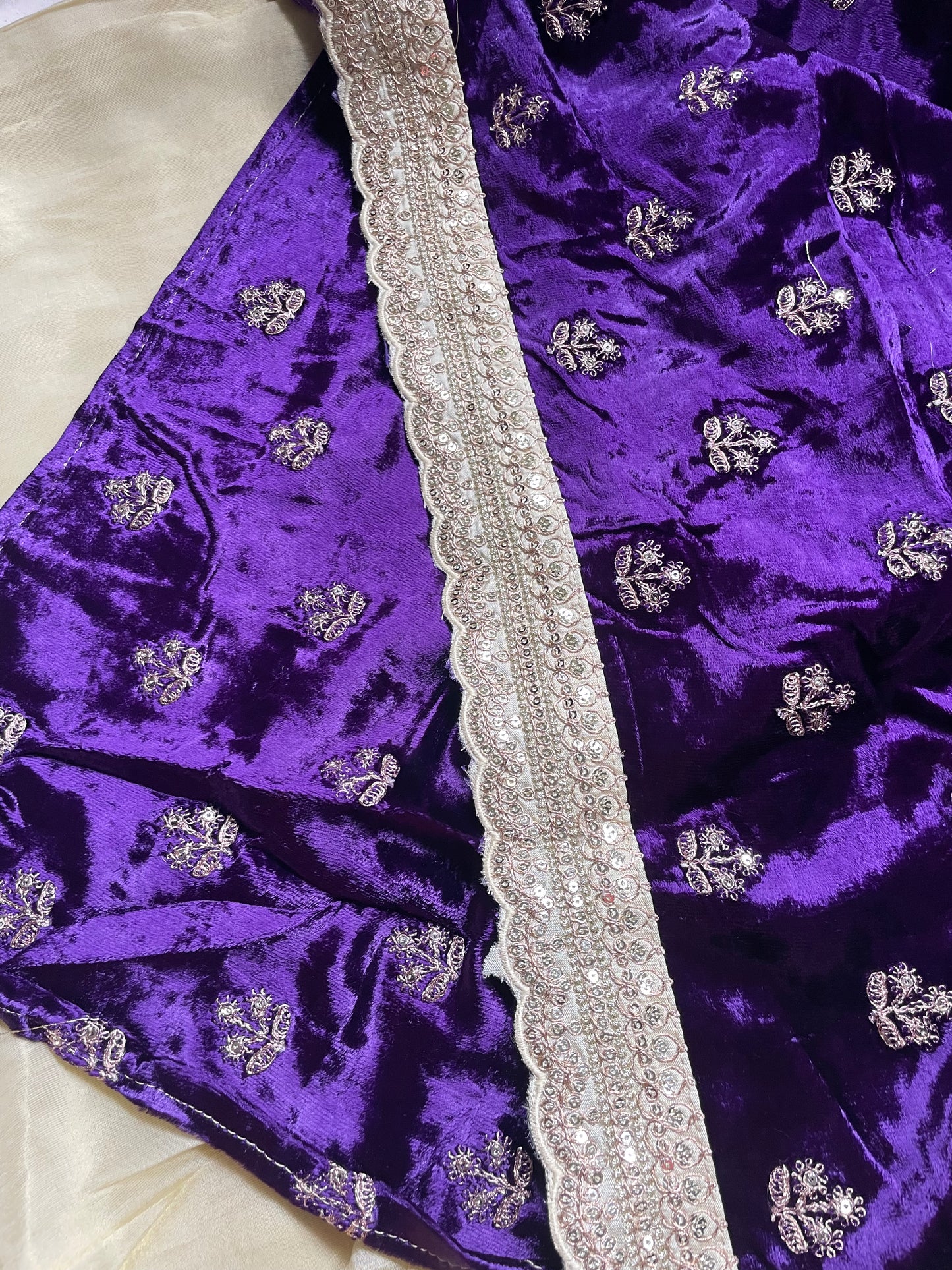 Off White border Lace Tissue Saree