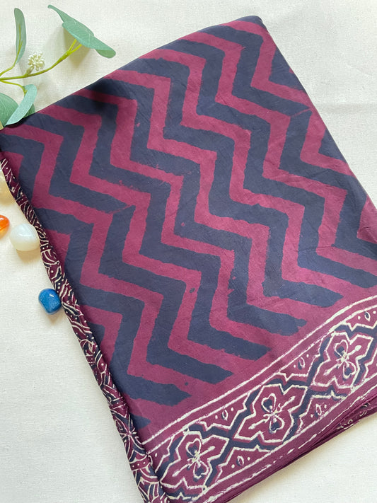 Dark Wine ZigZag Modal Silk Saree