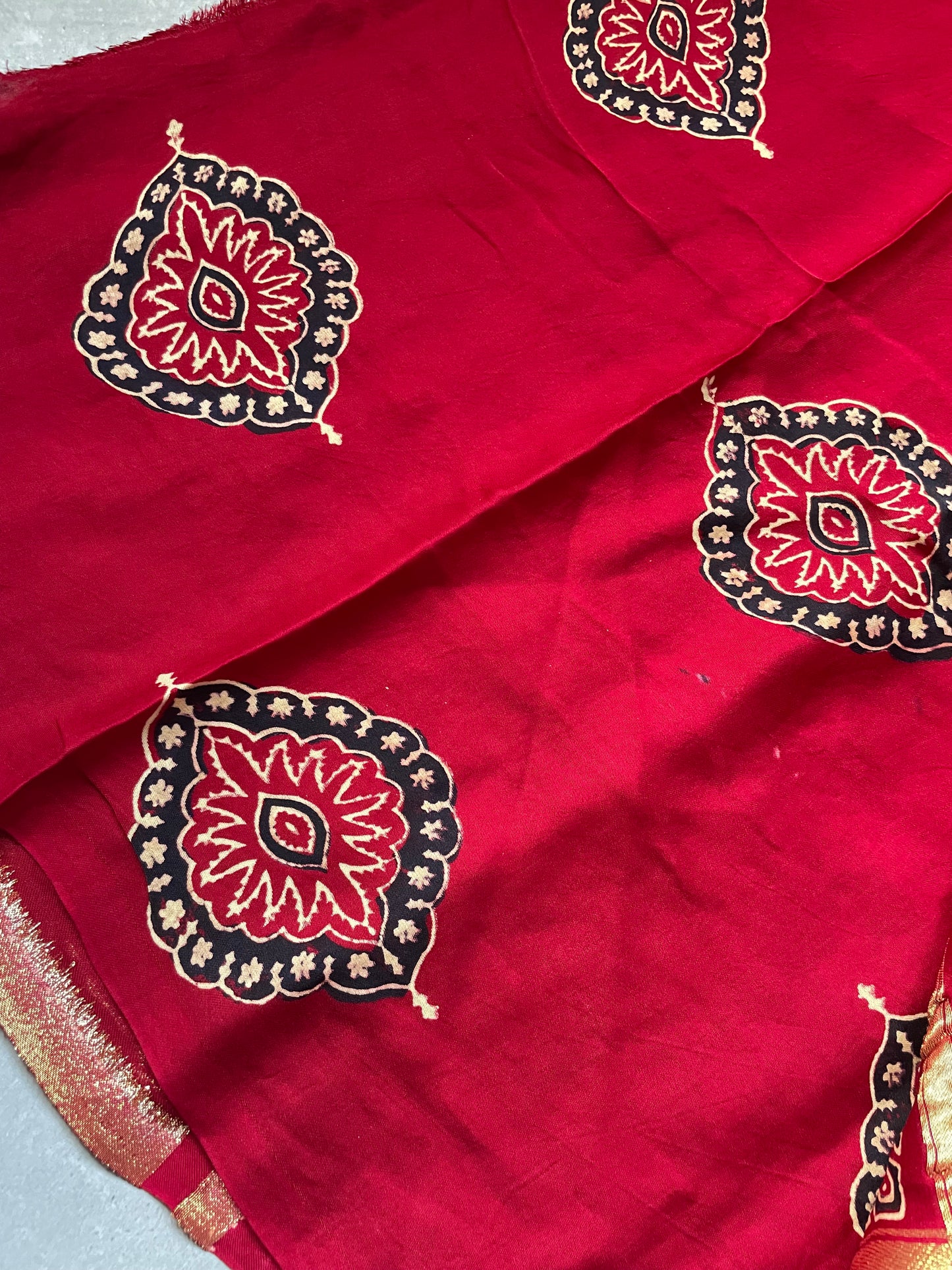 Maroon Gharchola border Modal Silk Saree
