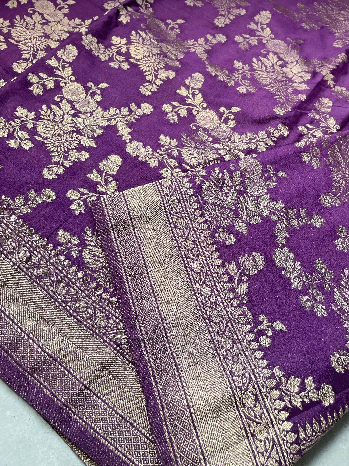 Purple Banarasi Jaal Crepe Georgette Saree