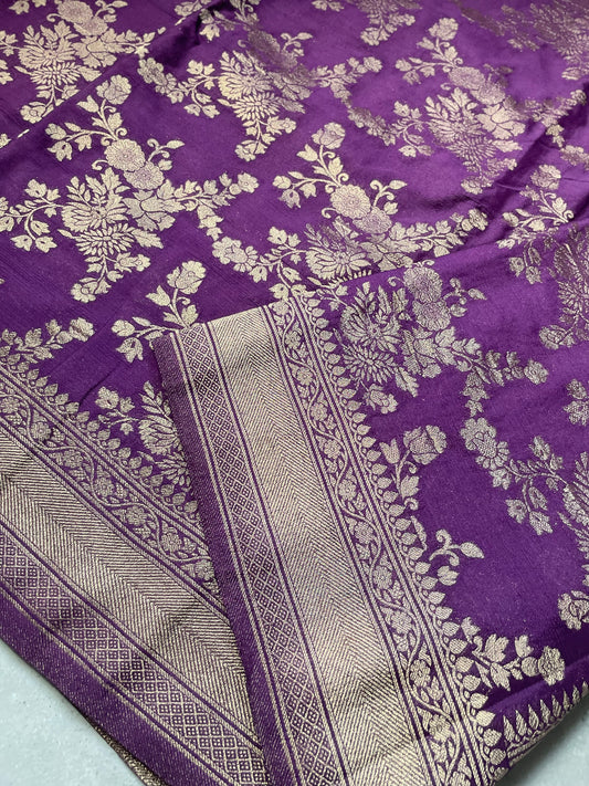 Purple Banarasi Jaal Crepe Georgette Saree