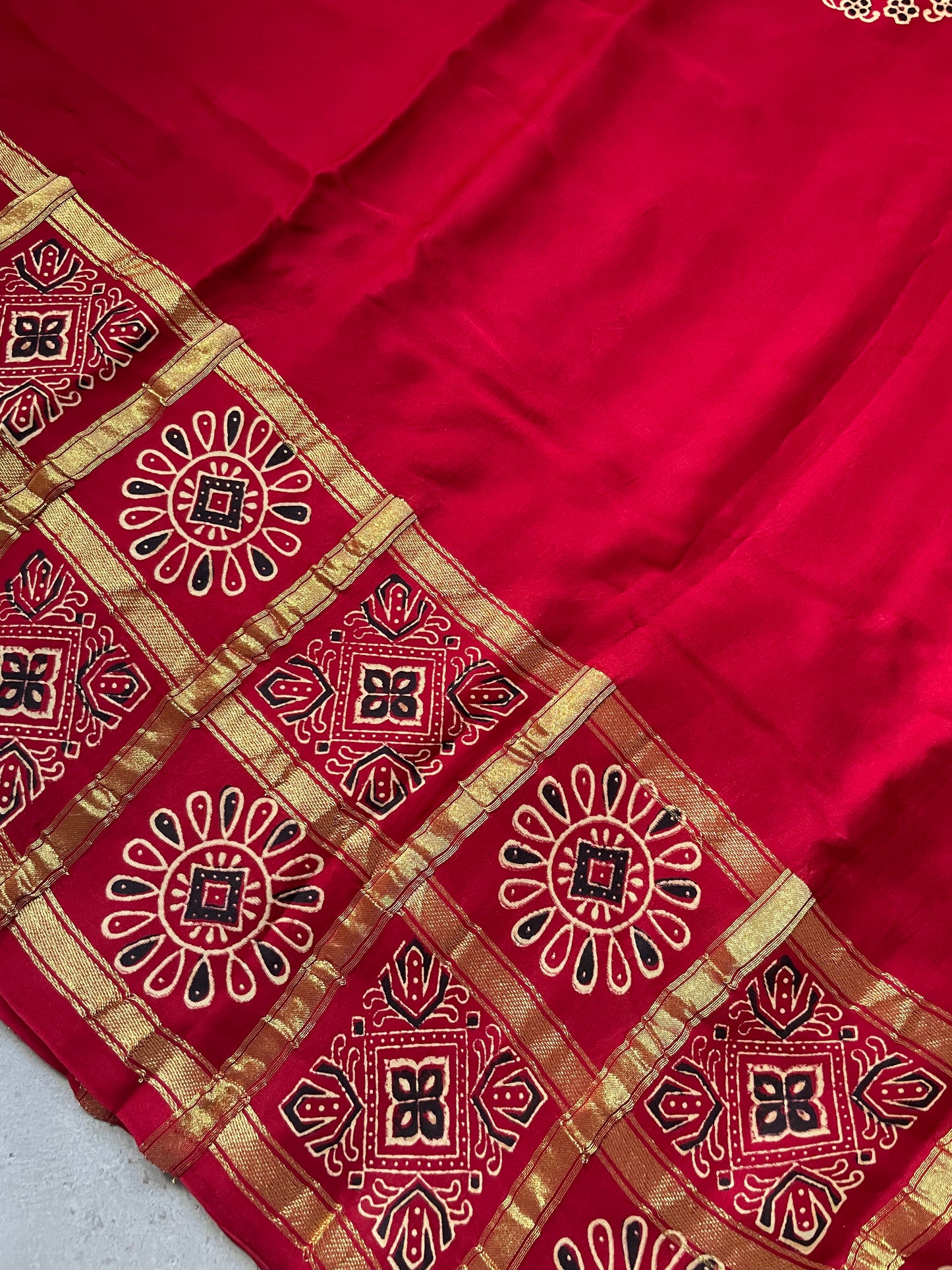 Maroon Gharchola border Modal Silk Saree