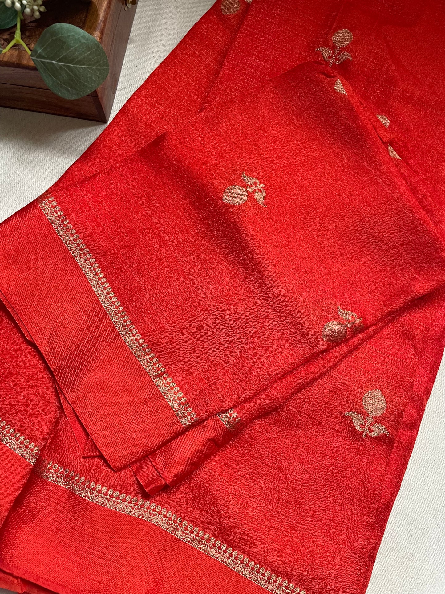 Orange Viscose Banarasi Crepe Silk Saree