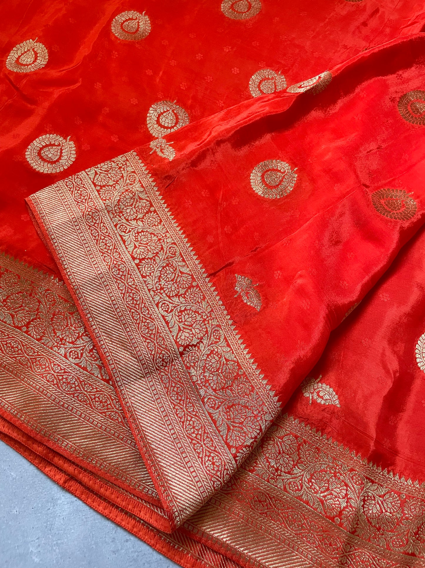 Orange N Purple Satin Crepe(02) Silk Saree