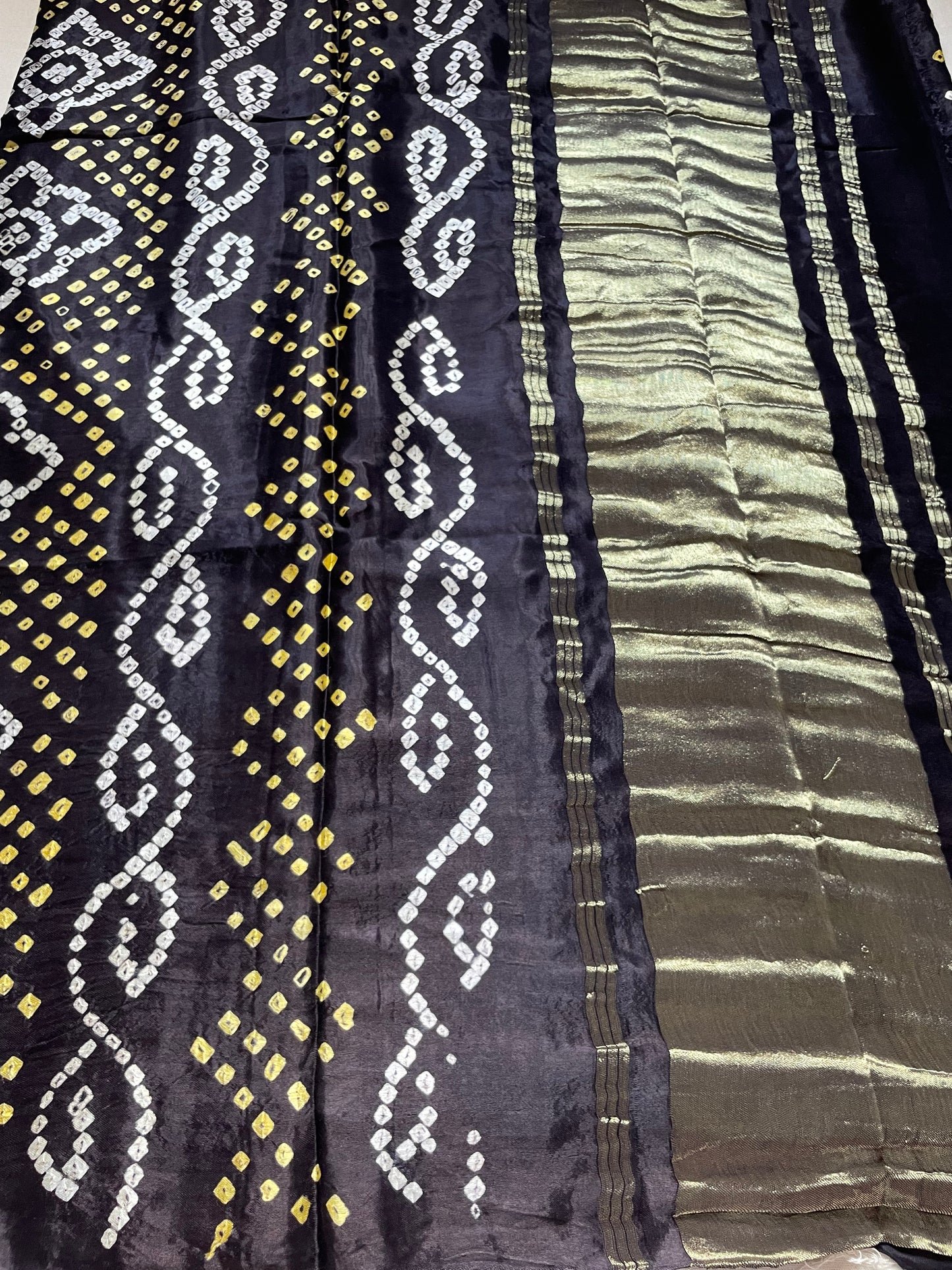 Black Hand Bandhini Modal Silk Saree