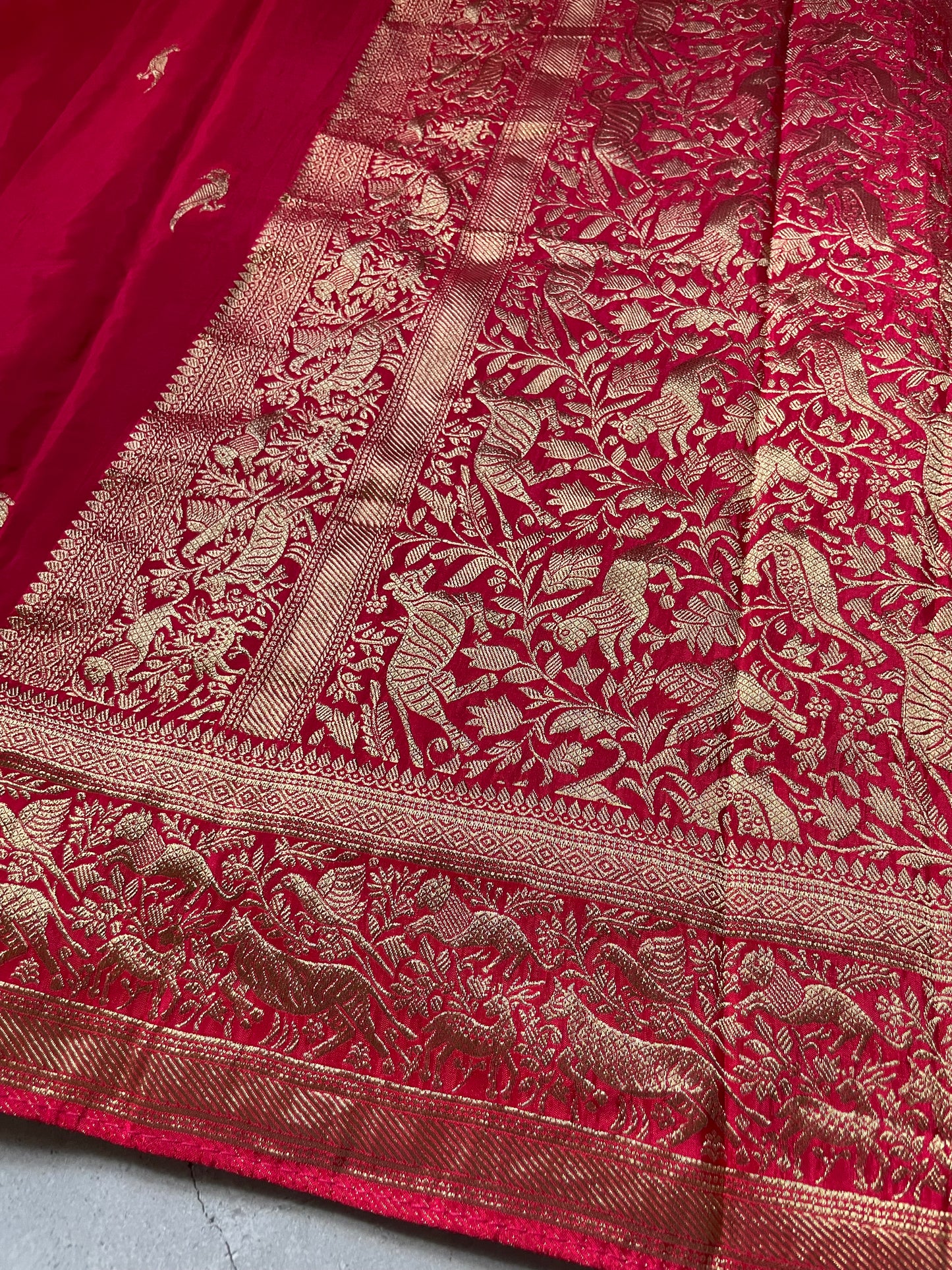 Pink N Blue Satin Crepe(01) Silk Saree