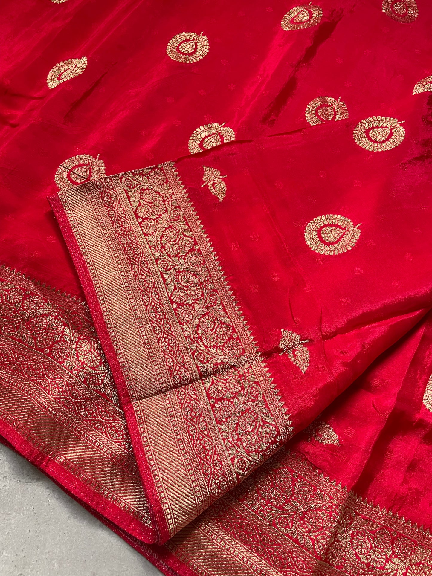 Pink N Blue Satin Crepe(02) Silk Saree