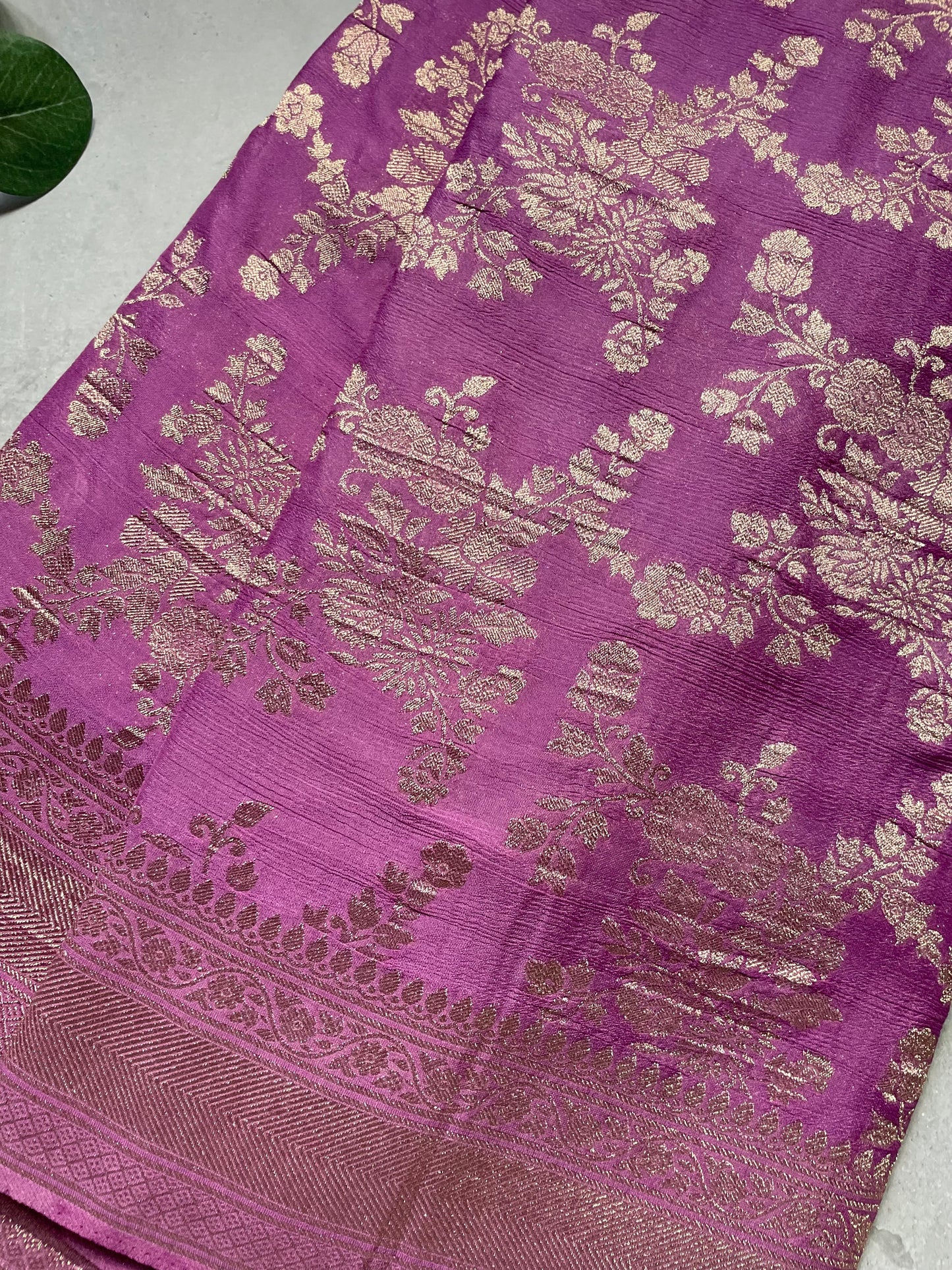 Lavender Banarasi Jaal Crepe Georgette Saree