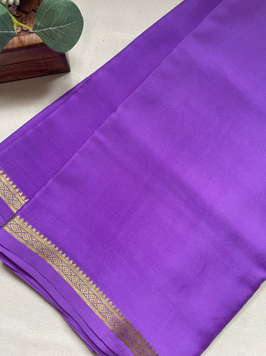 Lavender Small Border Pure Mysore Crepe Silk Saree