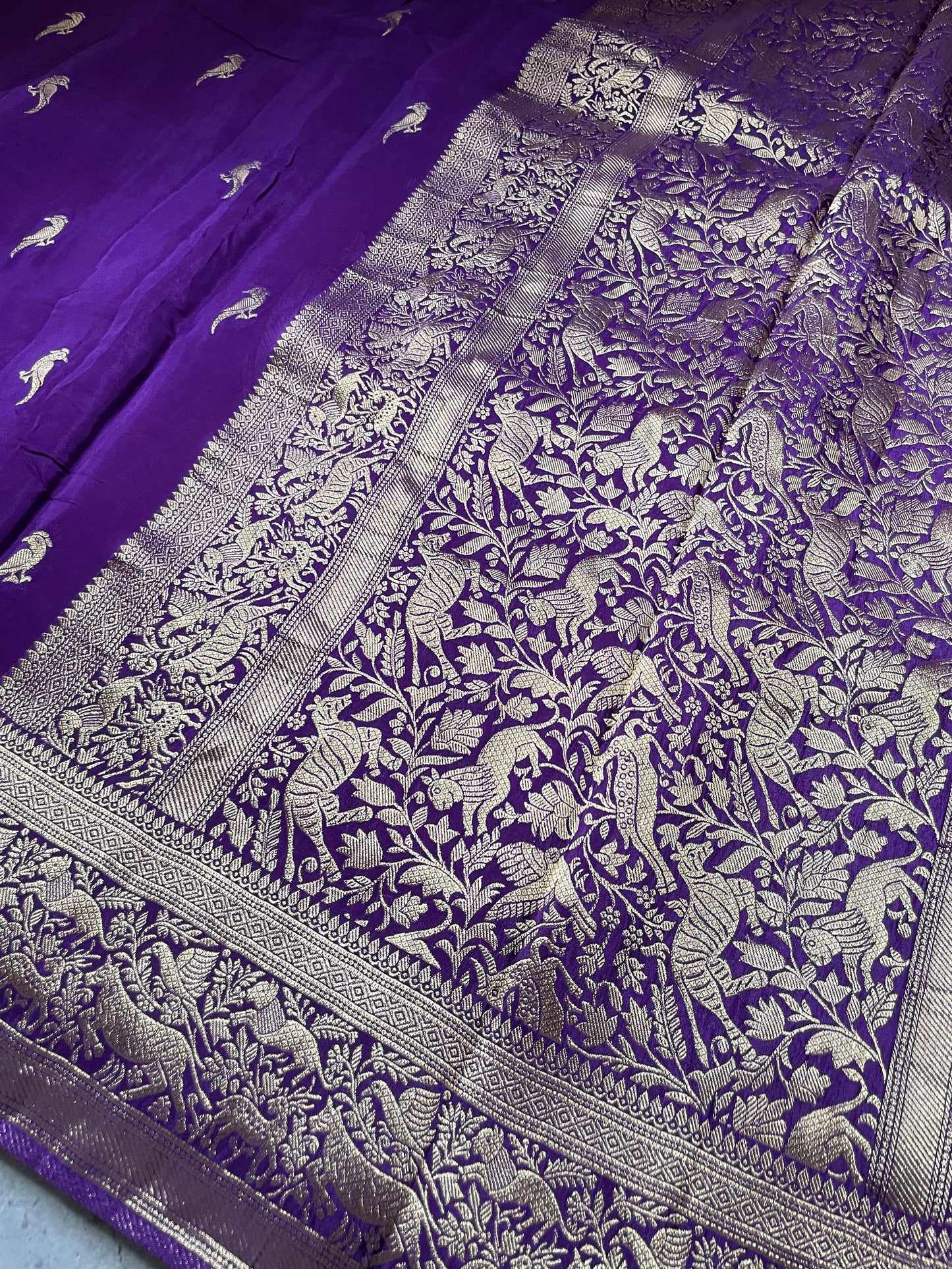 Purple N Red Satin Crepe(01) Silk Saree