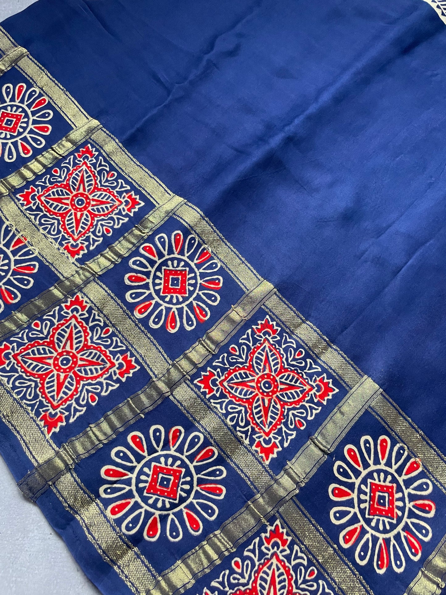 Navy Blue Gharchola border Modal Silk Saree