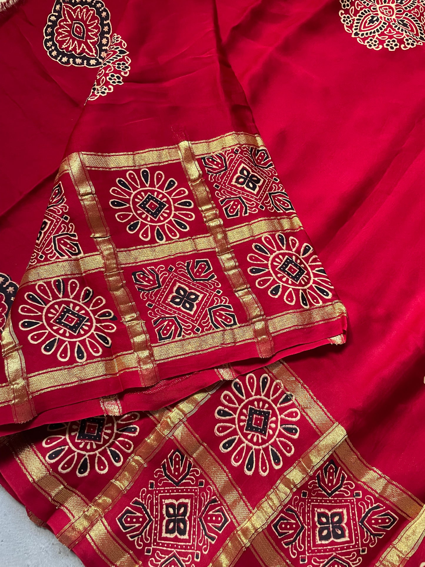 Maroon Gharchola border Modal Silk Saree