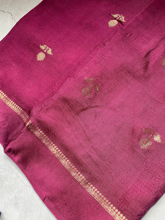 Wine Viscose Banarasi Crepe Silk Saree
