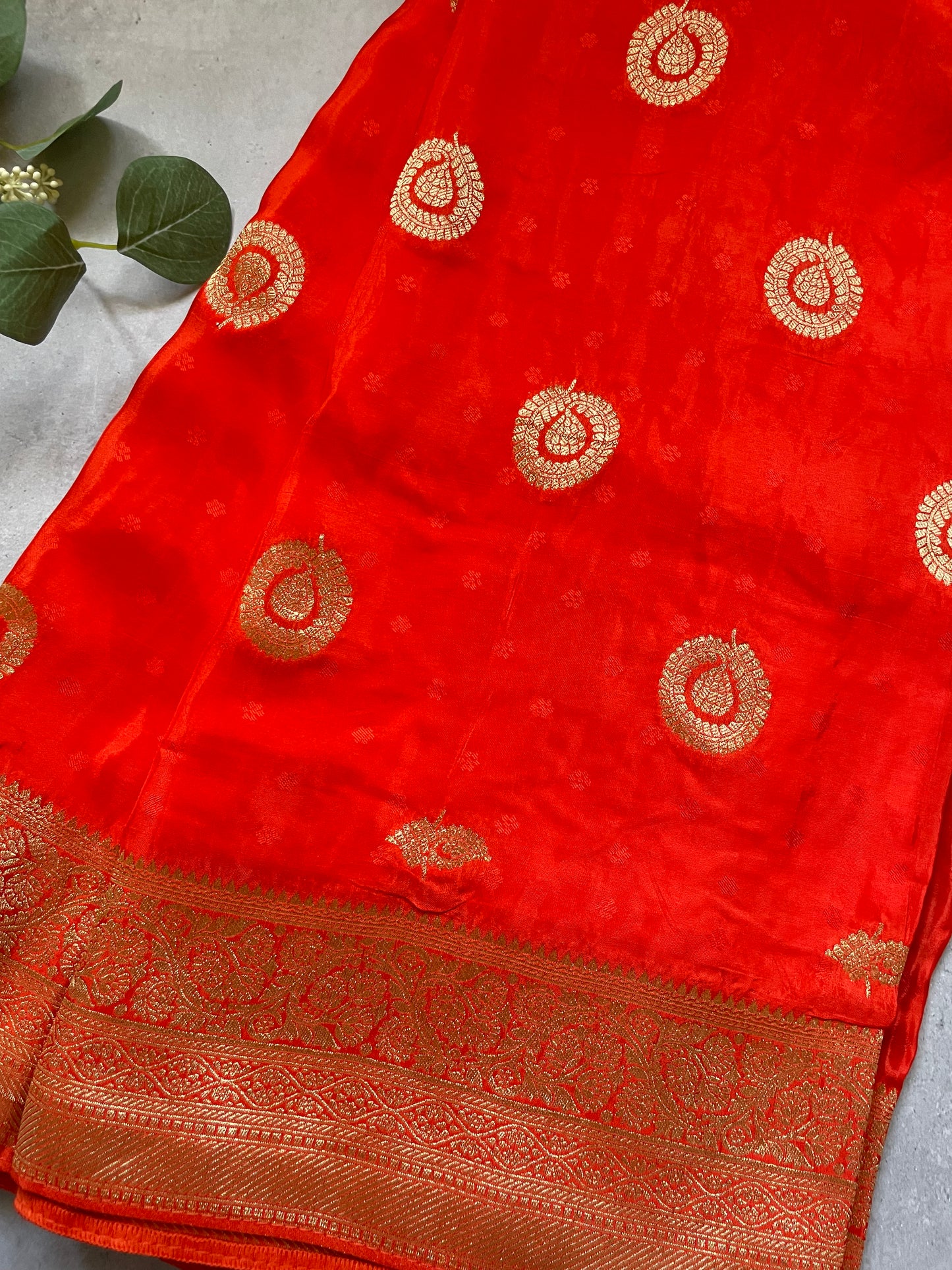 Orange N Purple Satin Crepe(02) Silk Saree