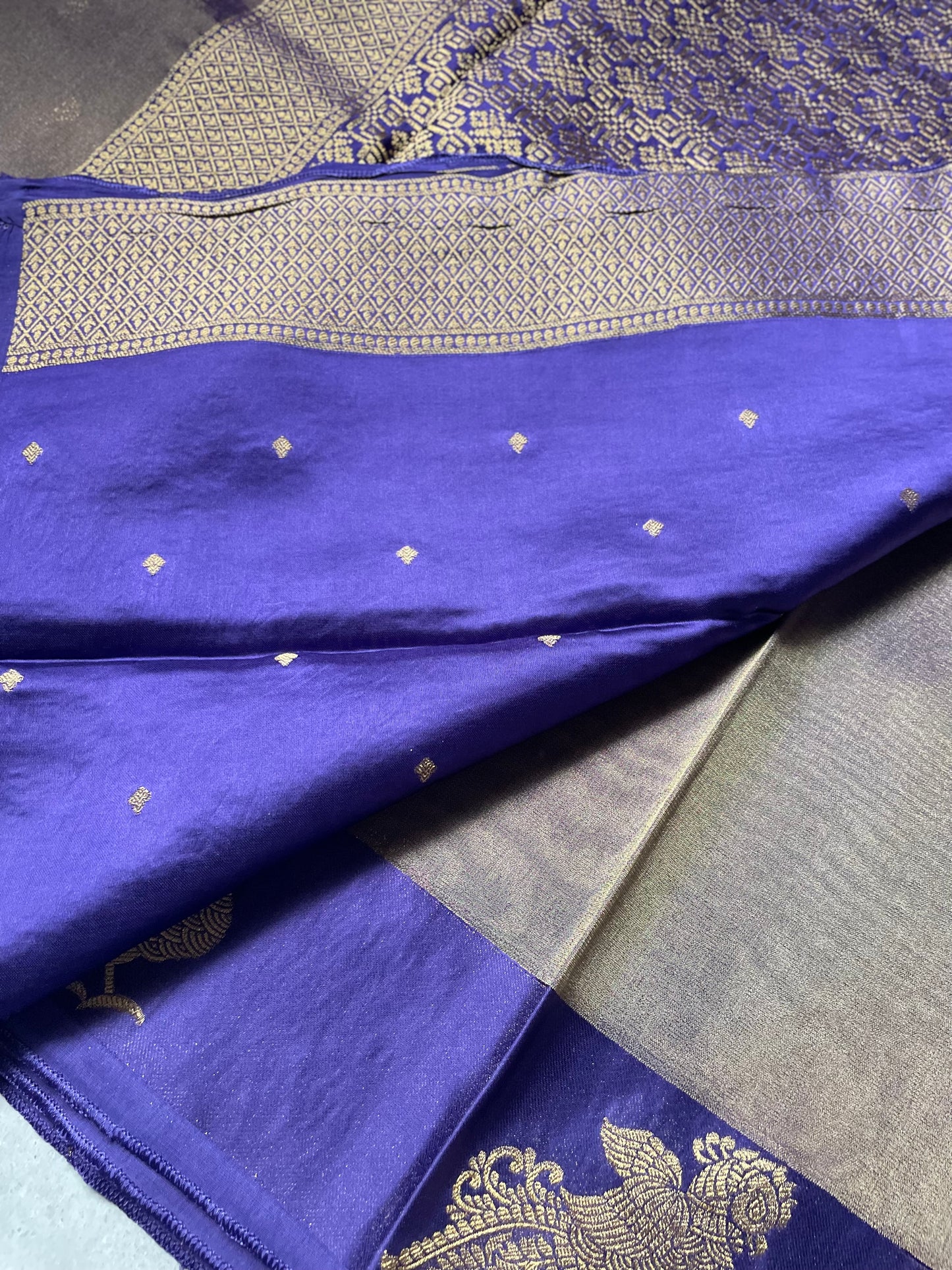 Purple Satin Border Tissue Silk Saree