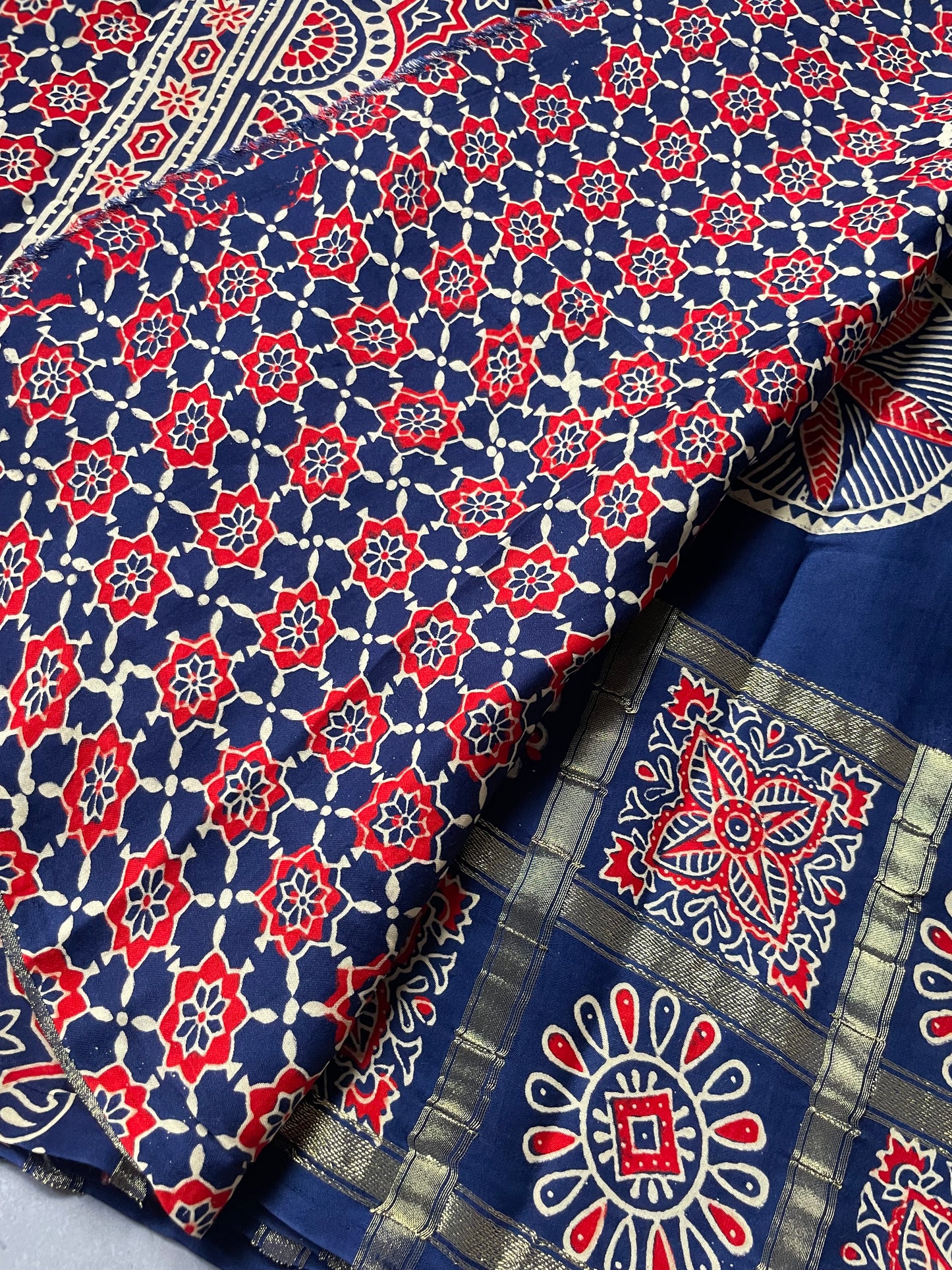 Navy Blue Gharchola border Modal Silk Saree
