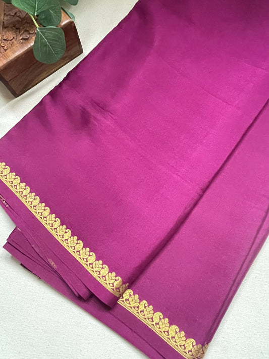 Dark Wine Small Mango Pure Mysore Crepe Silk Saree