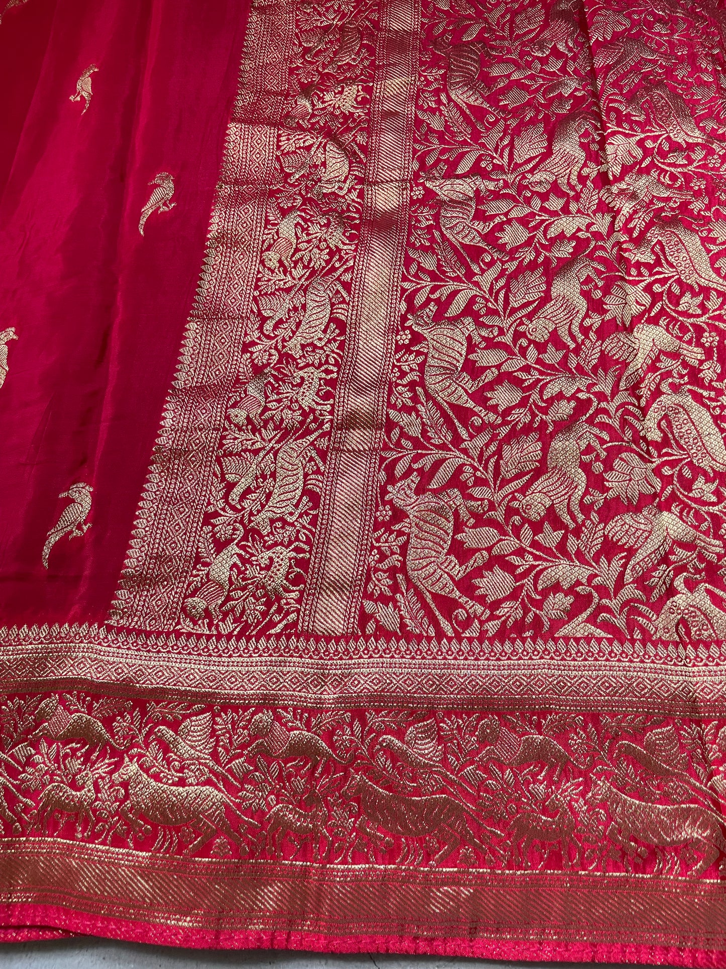 Pink N Blue Satin Crepe(01) Silk Saree