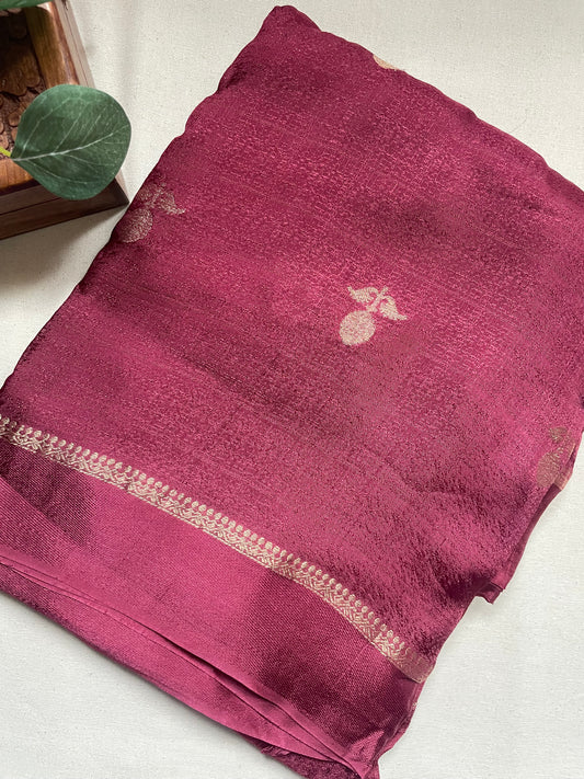 Brown Viscose Banarasi Crepe Silk Saree