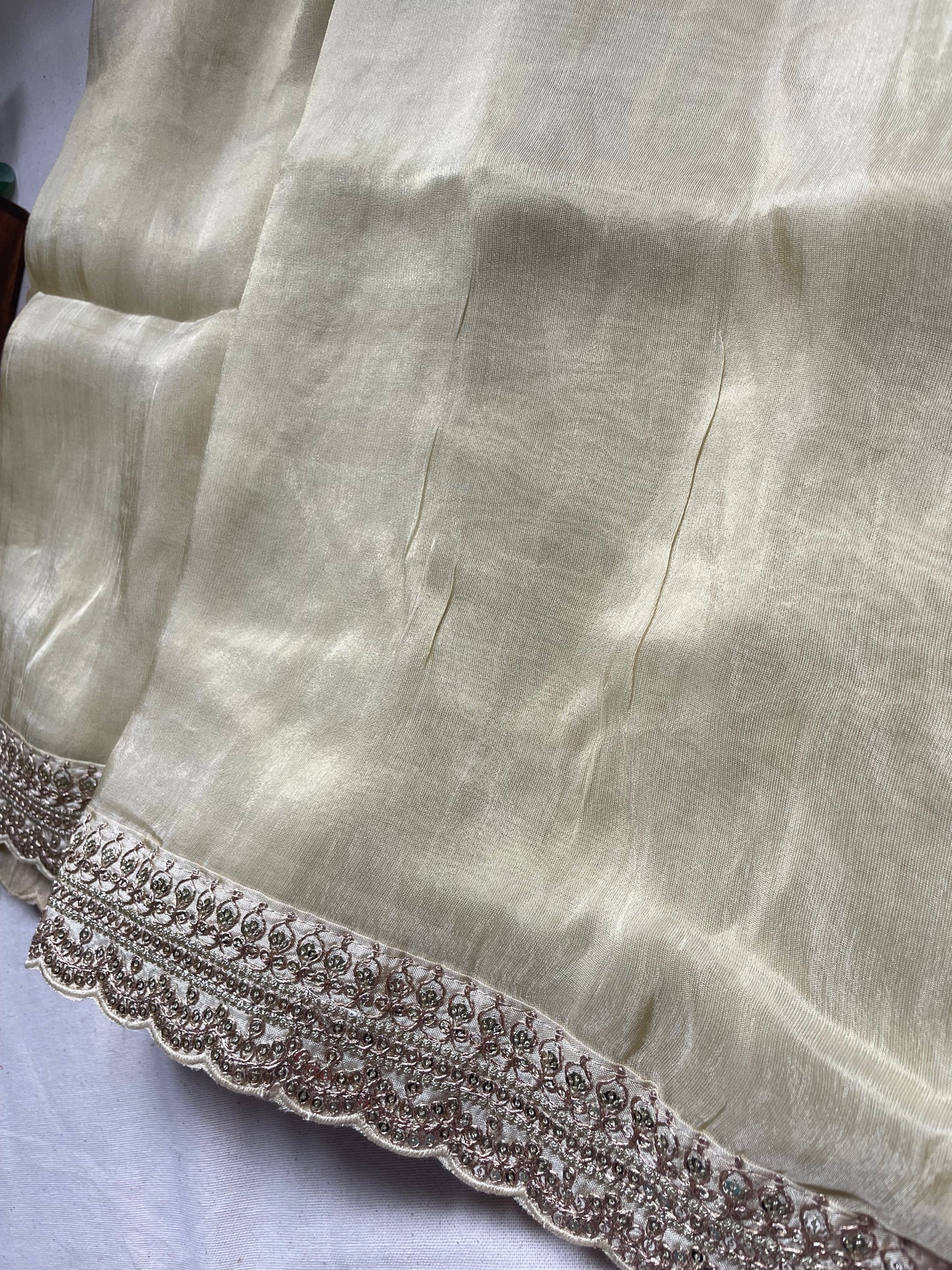 Off White border Lace Tissue Saree
